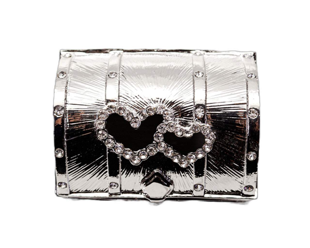 Wedding Arras-2.2" Silver Double Heart Treasure Chest Arras Box and Coin Set-Chacho's Kids