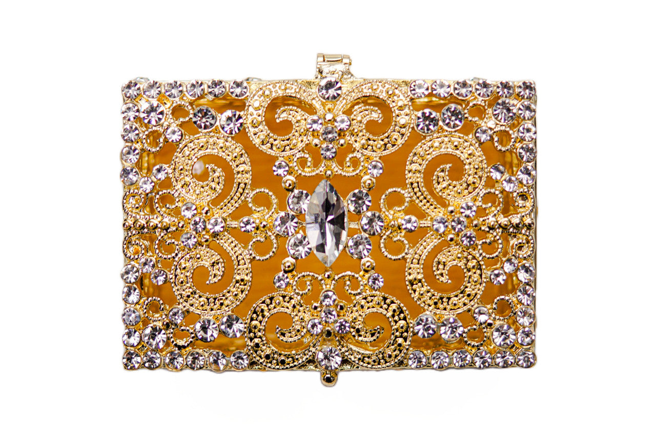 Wedding Arras-3" Gold Rectangle Crystal Wedding Arras Box Set-Chacho's Kids