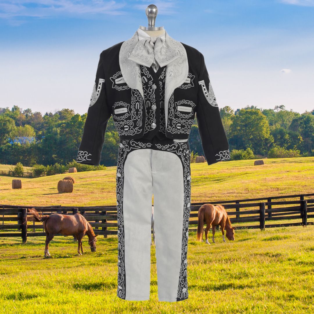 Charro Suit (6-Piece) Black/Gray-Boys-Chacho's Kids