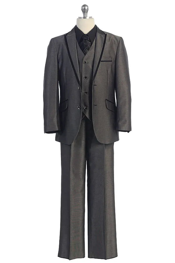 Shinny Charcoal Classic Suit (Y10-01379)-Boys-Chacho's Kids