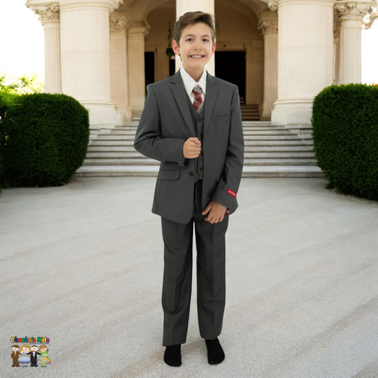 Classic Suit (BJ4005)-Boys-Charcoal-1-Chacho's Kids