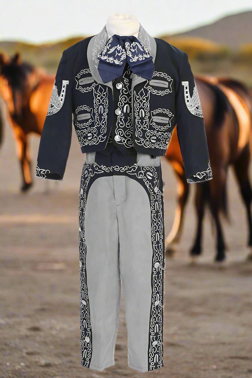 Charro Suit (6-Piece) Navy/Gray-Boys-Chacho's Kids