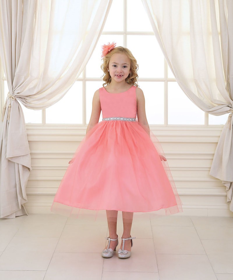 Party / Flower Girl Dress (D-754)-Girls-Coral-2-Chacho's Kids