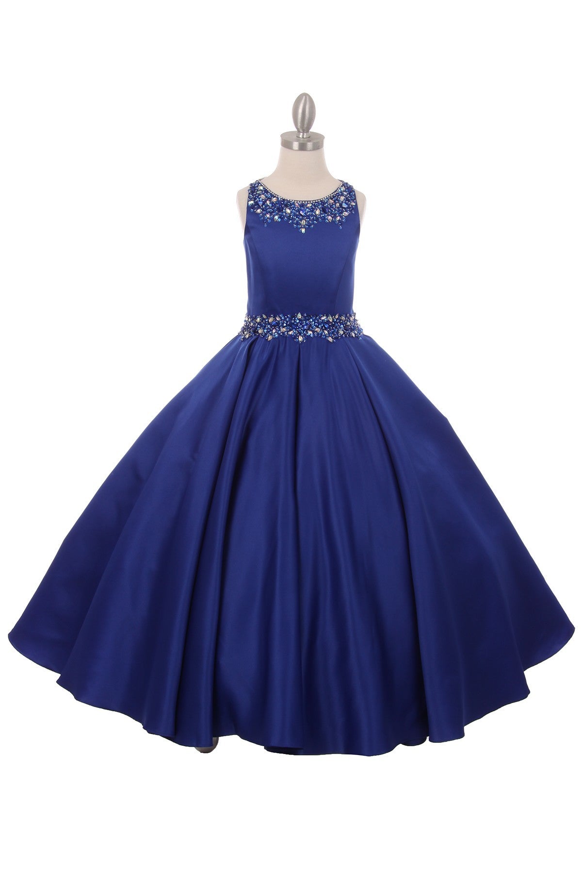 Ball Gown Dress (5047)-Girls-Royal Blue-2-Chacho's Kids