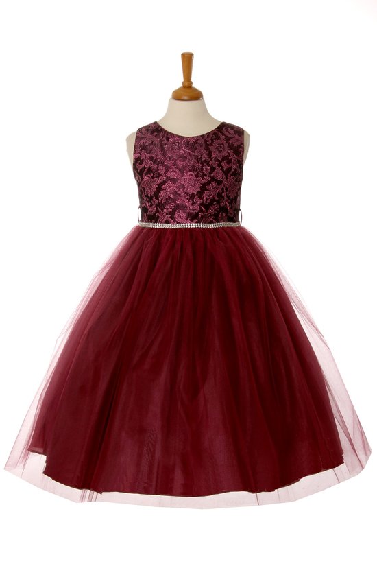 Party / Flower Girl Dress (SS1034)-Girls-Burgundy-2-Chacho's Kids