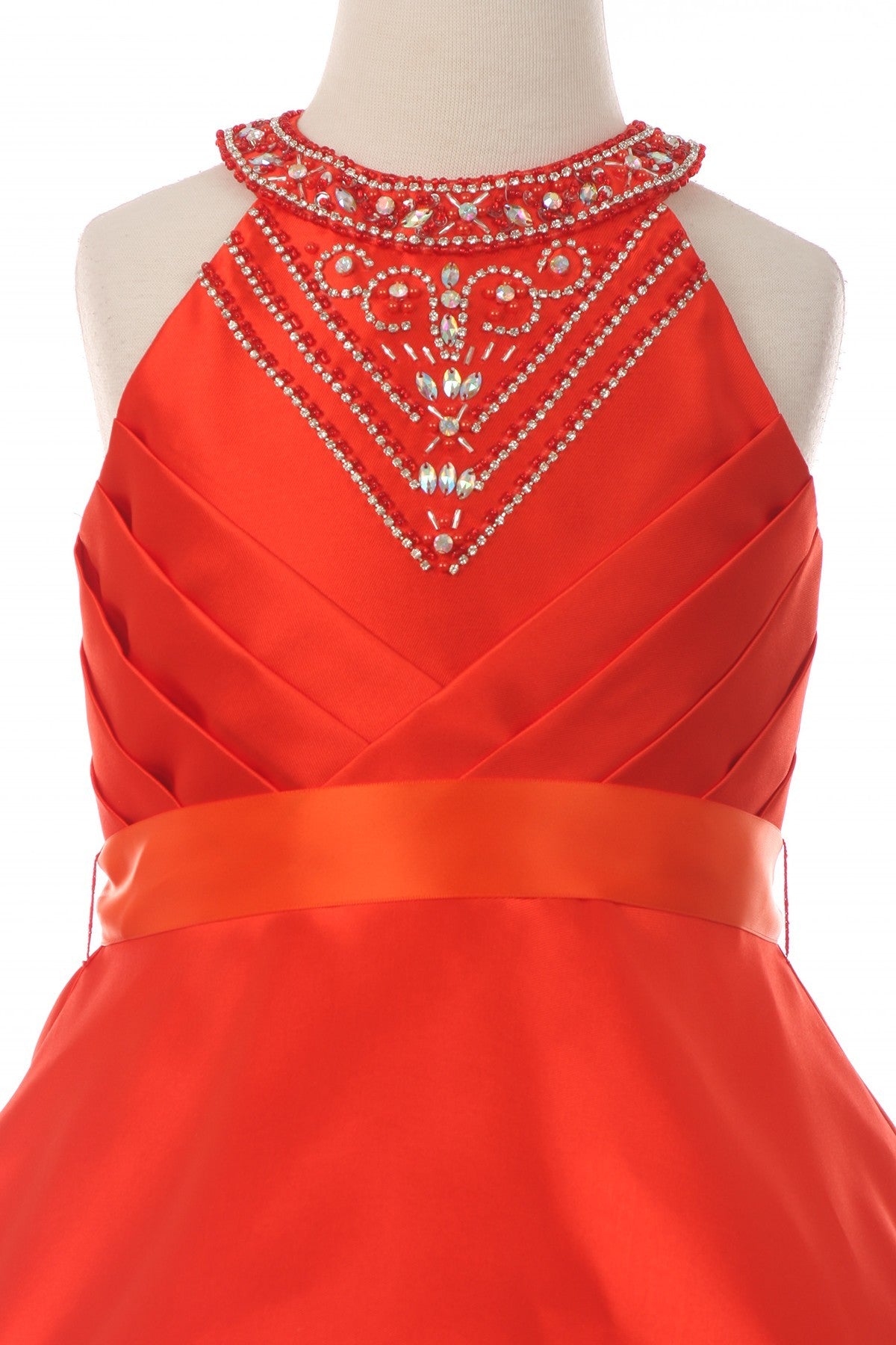 Party / Flower Girl Dress (5073)-Girls-Orange-2-Chacho's Kids