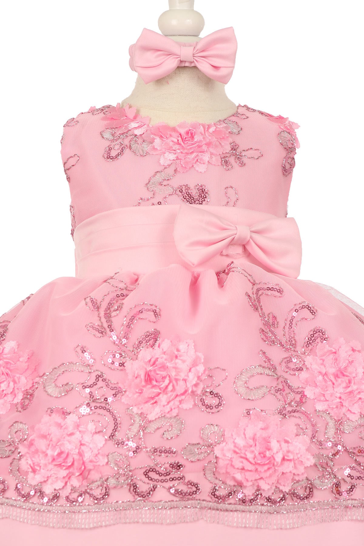 Baby Party / Flower Girl Dress (SS3006C)-Girls-Pink-3M-Chacho's-Kids