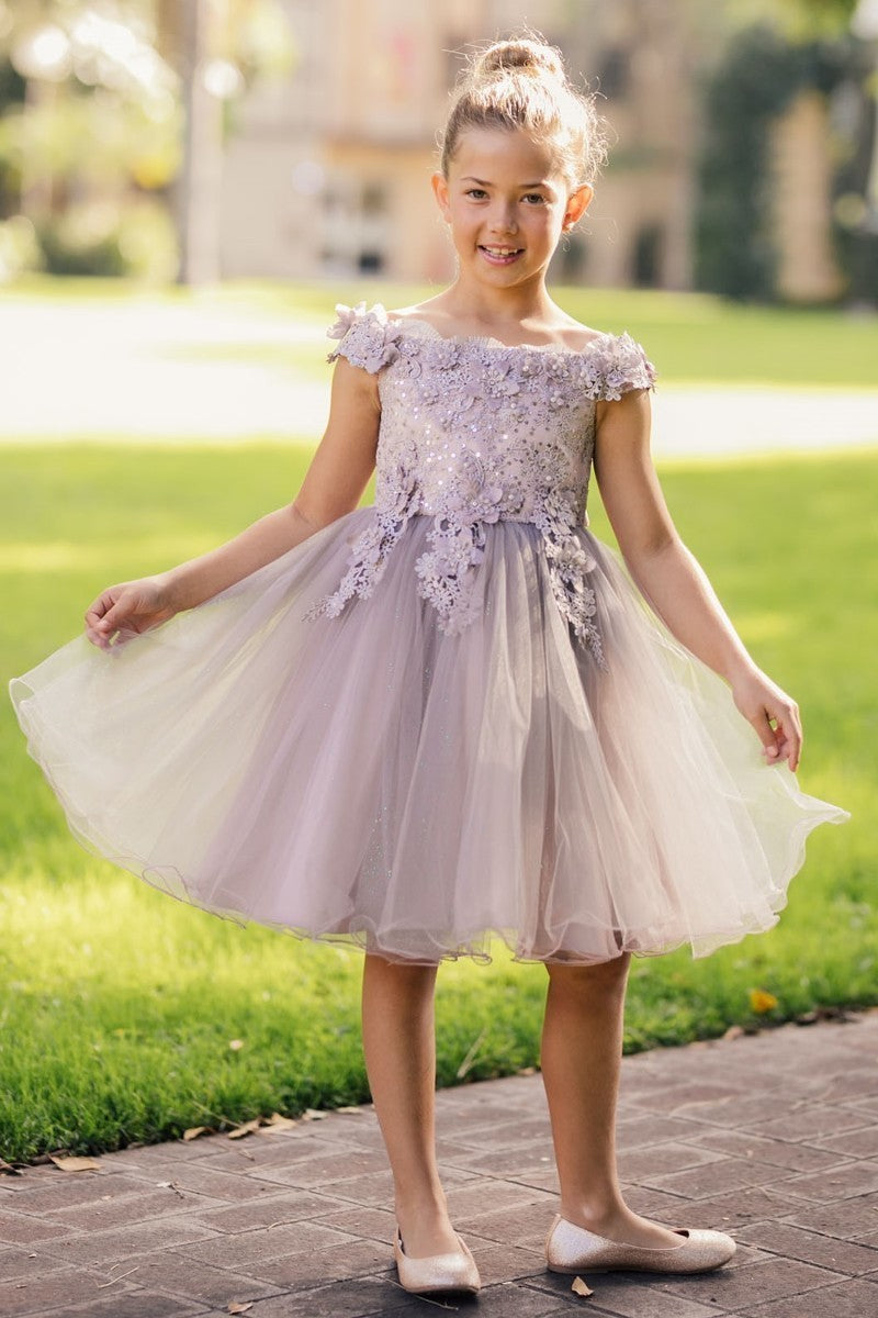 Party / Flower Girl Dress (9085)-Girls-Mauve-2-Chacho's Kids