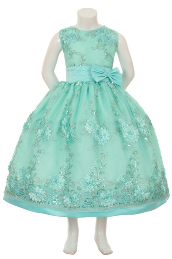 Party / Flower Girl Dress (SS3010D)-Girls-Mint Green-2-Chacho's Kids