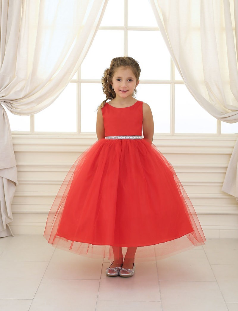 Party / Flower Girl Dress (D-754)-Girls-Red-2-Chacho's Kids
