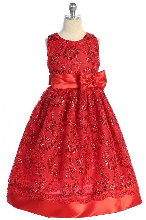 Party / Flower Girl Dress (SS1046)-Girls-Red-2-Chacho's Kids