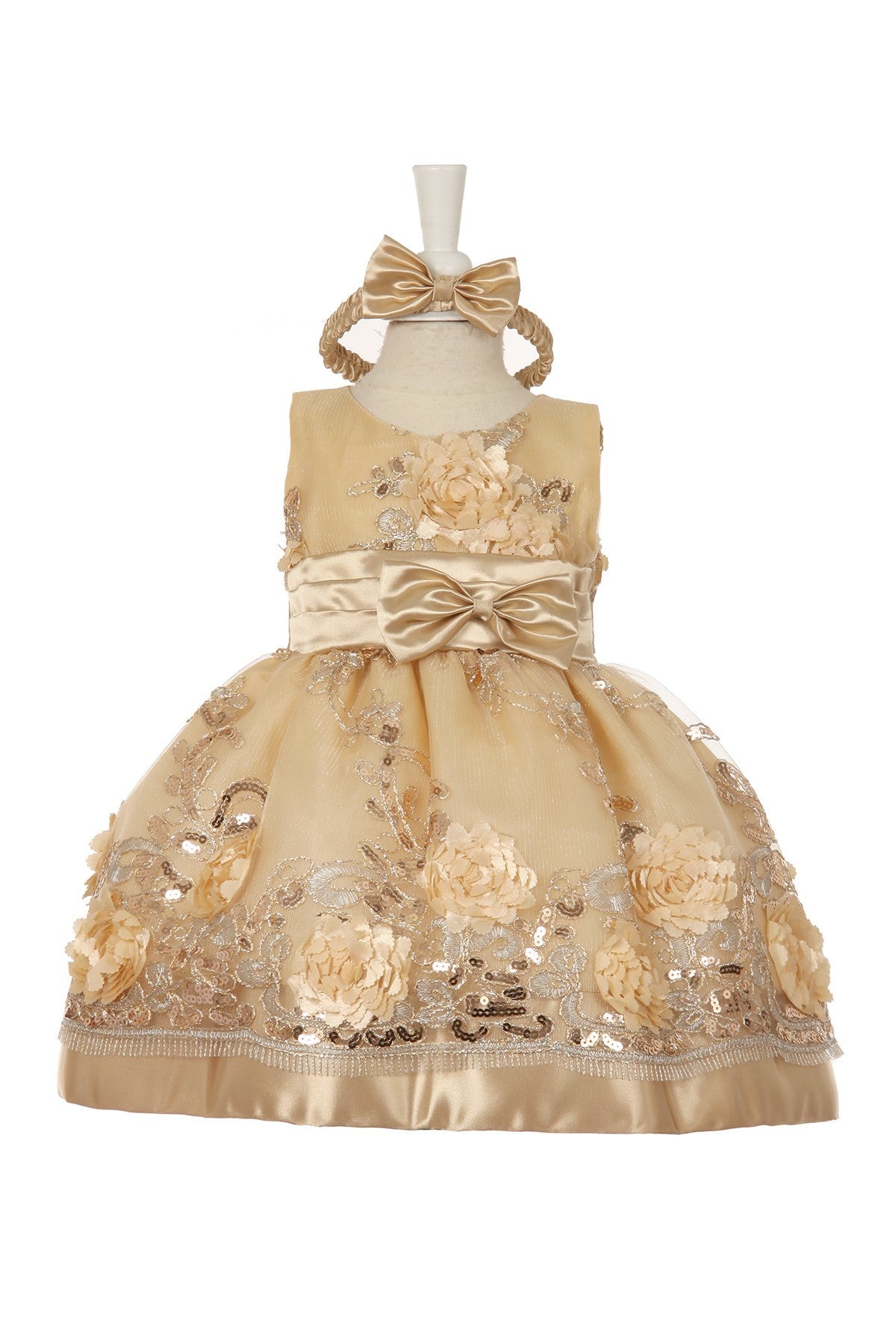 Baby Party / Flower Girl Dress (SS3006C)-Girls-Gold-3M-Chacho's-Kids