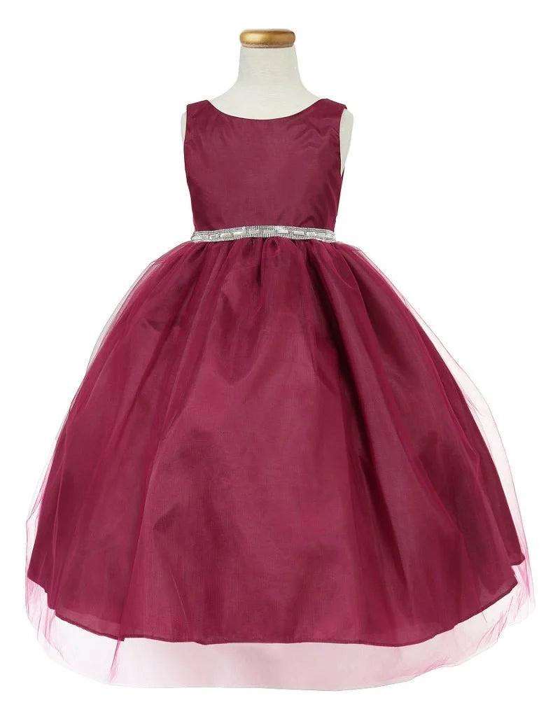 Party / Flower Girl Dress (D-754)-Girls-Burgundy-2-Chacho's Kids