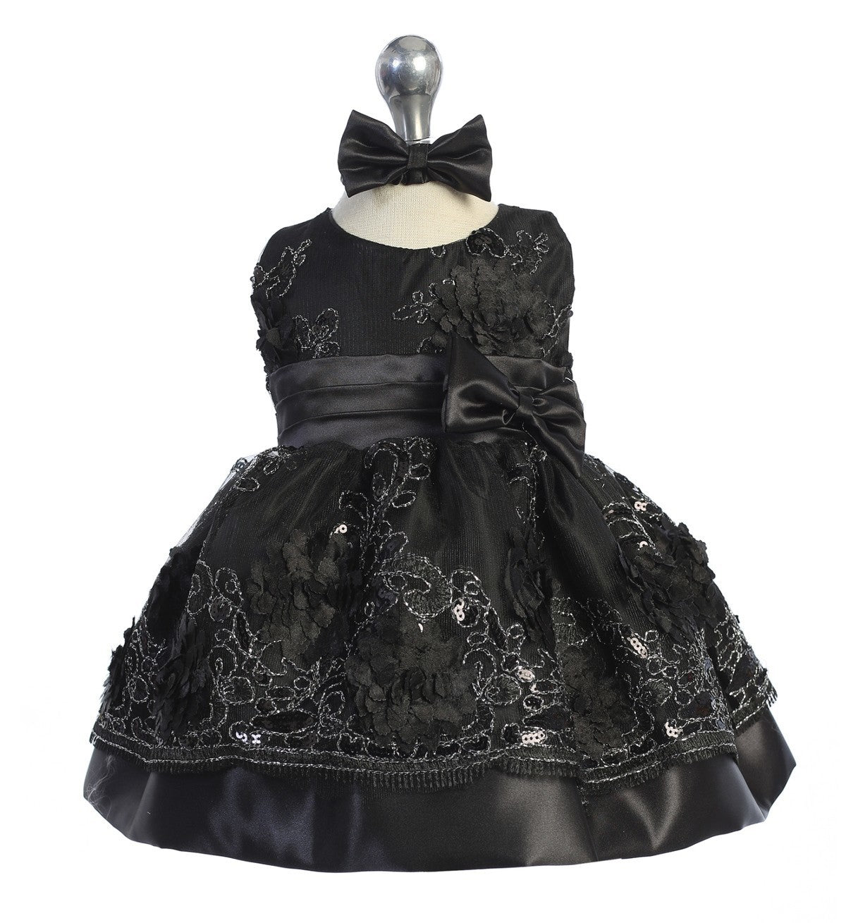 Baby Party / Flower Girl Dress (SS3006C)-Girls-Black-3M-Chacho's-Kids