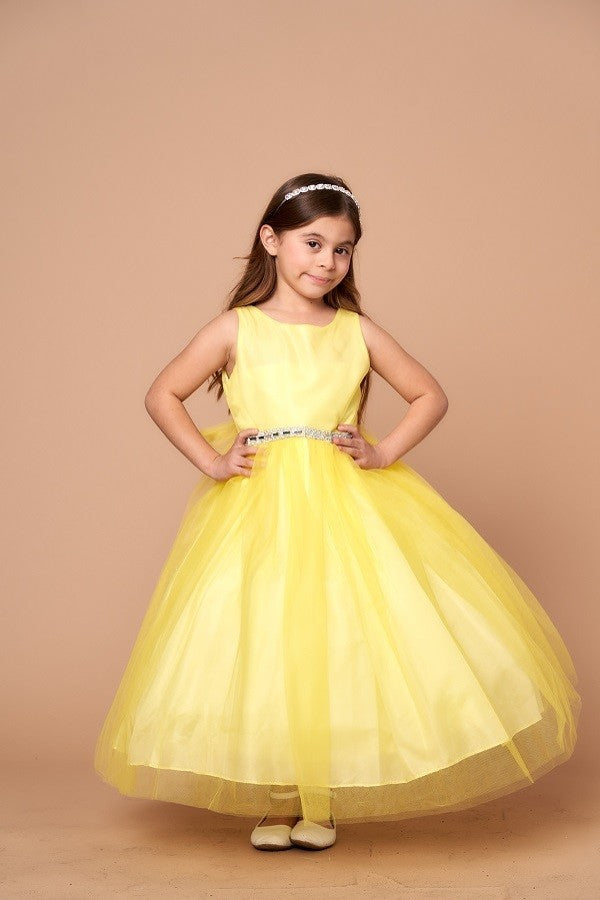 Party / Flower Girl Dress (D-754)-Girls-Yellow-2-Chacho's Kids
