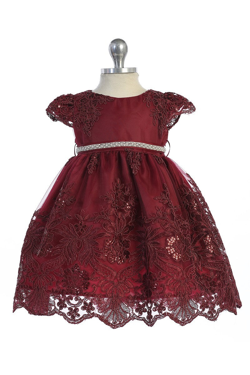 Baby Party / Flower Girl Dress (SS1029BA)-Girls-Burgundy-3M-Chacho's-Kids