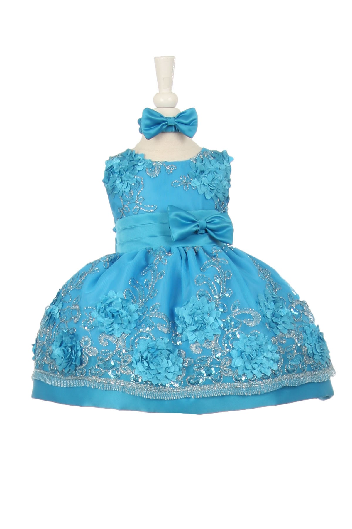 Baby Party / Flower Girl Dress (SS3006C)-Girls-Turquoise-3M-Chacho's-Kids