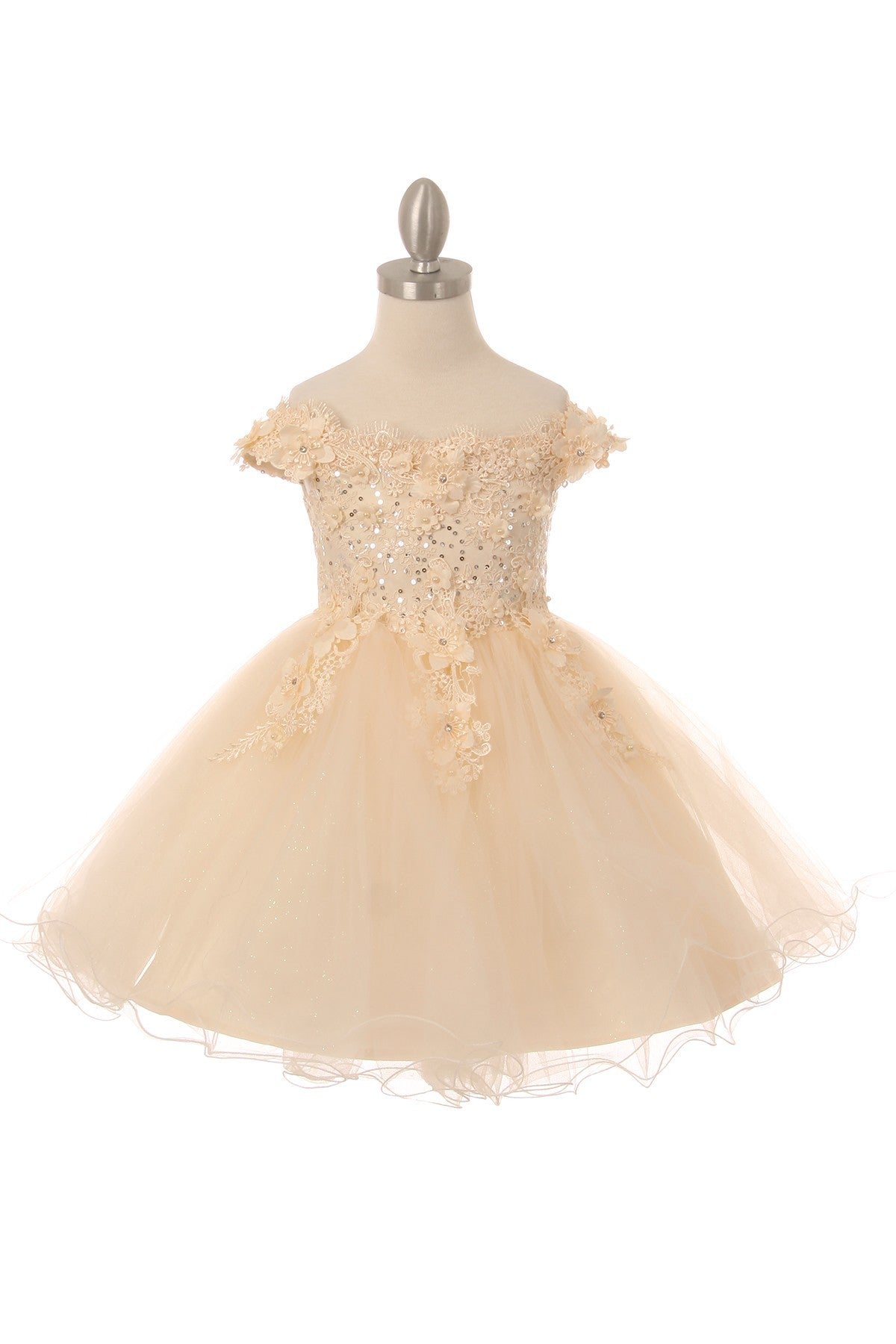 Party / Flower Girl Dress (9085)-Girls-Champagne-2-Chacho's Kids