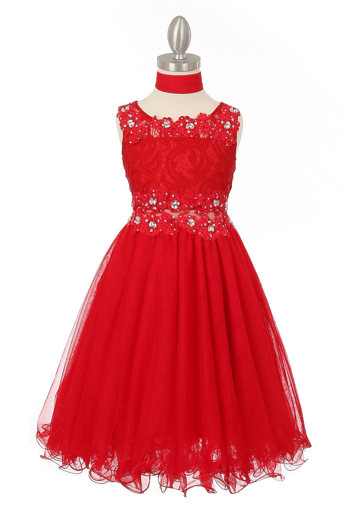 Party / Flower Girl Dress (5010)-Girls-Red-4-Chacho's Kids