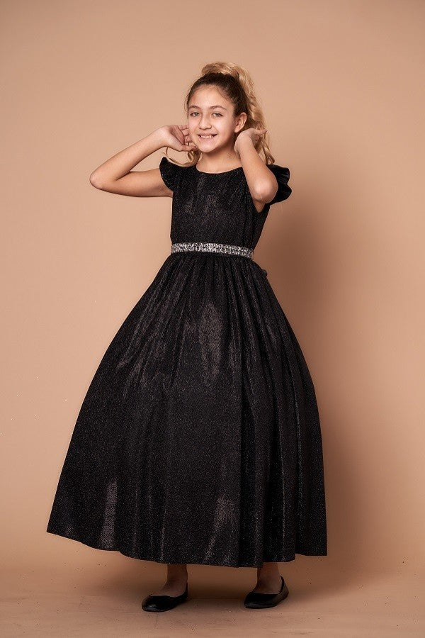 Ball Gown Dress (D-828)-Girls-Black-2-Chacho's Kids