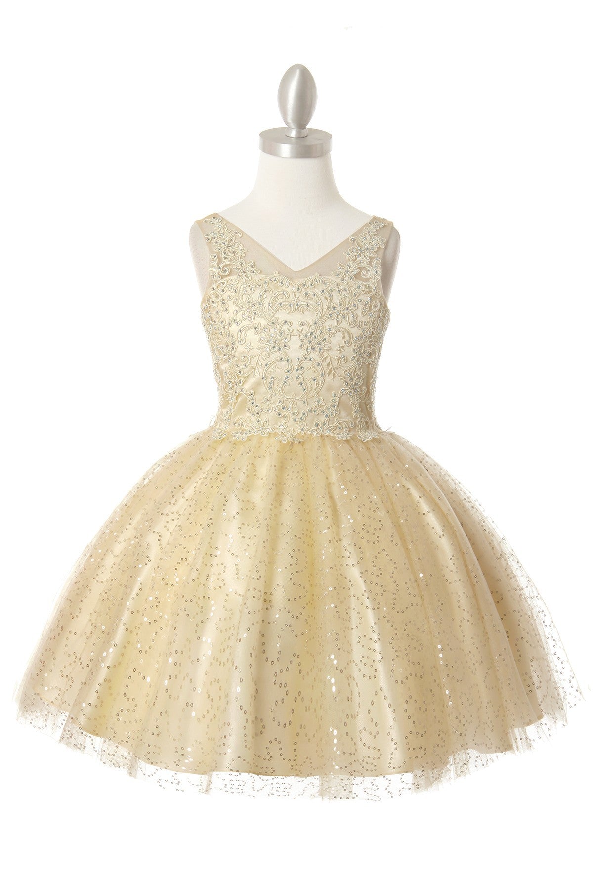 Party / Flower Girl Dress (5088)-Girls-Champagne-2-Chacho's Kids