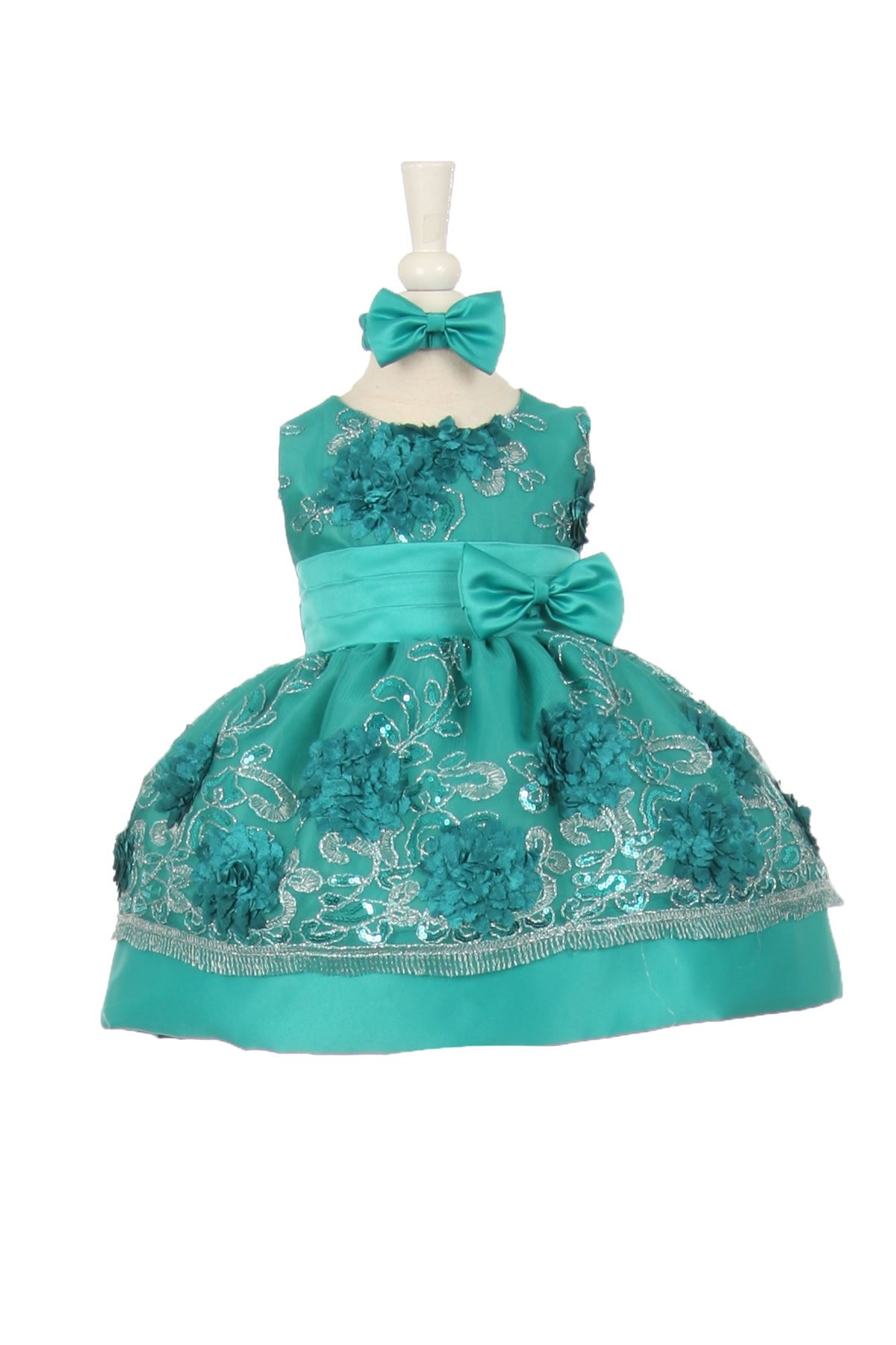 Baby Party / Flower Girl Dress (SS3006C)-Girls-Teal-3M-Chacho's-Kids