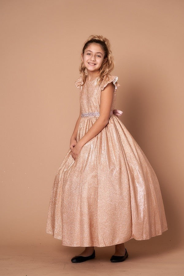 Ball Gown Dress (D-828)-Girls-Rose Gold-2-Chacho's Kids