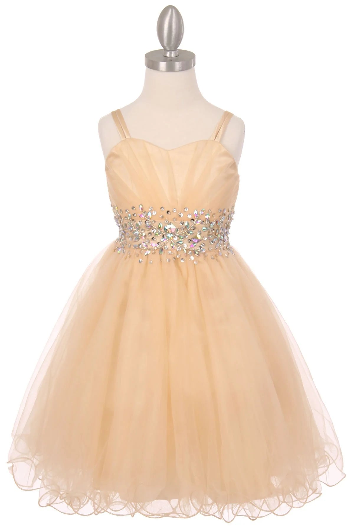 Party / Flower Girl Dress (65008)-Girls-Champagne-4-Chacho's Kids