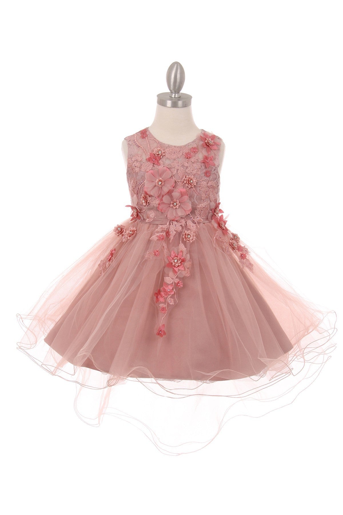 Party / Flower Girl Dress (9038)-Girls-Dusty Rose-4-Chacho's Kids