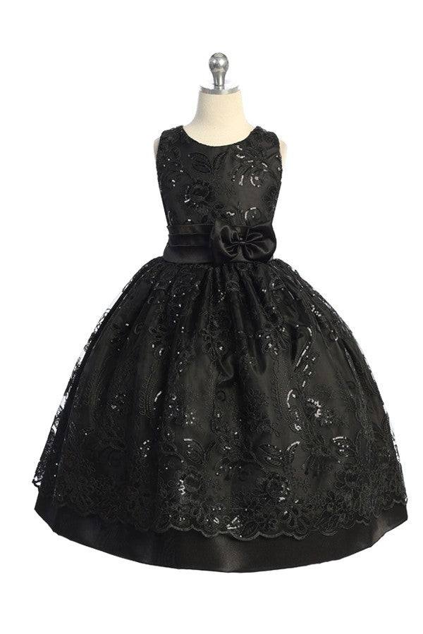 Party / Flower Girl Dress (SS1046)-Girls-Black-2-Chacho's Kids