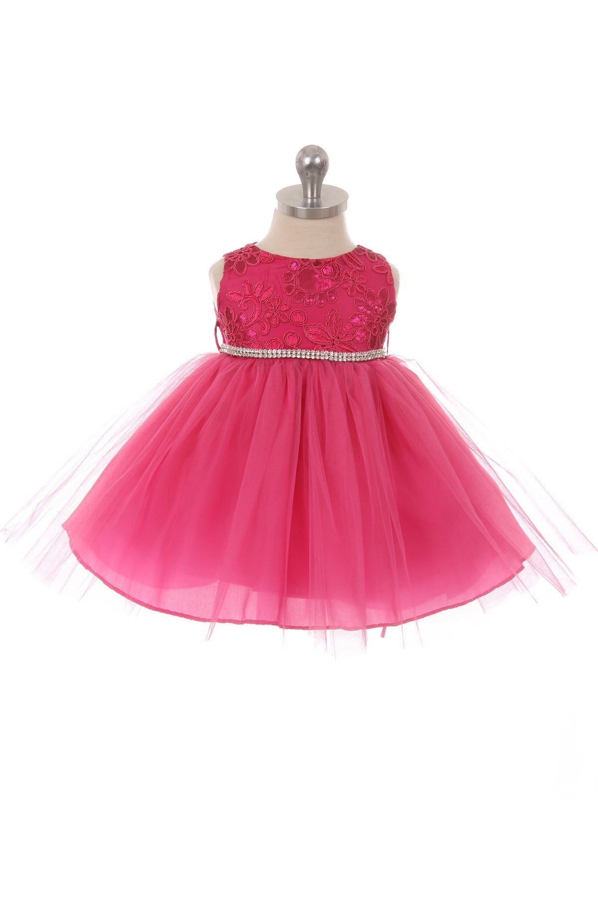 Baby Party / Flower Girl Dress (SS1027BA)-Girls-Fuchsia-3M-Chacho's-Kids
