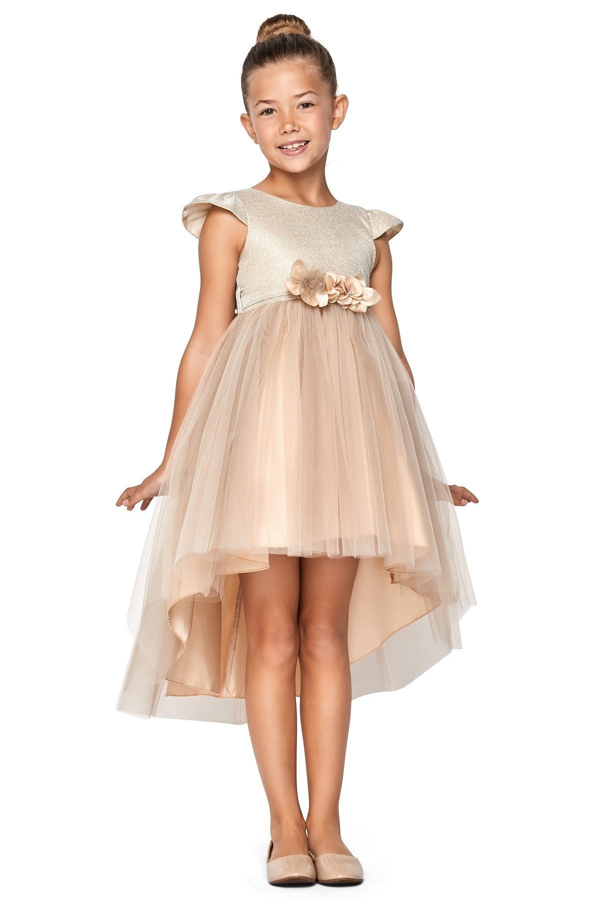 Party / Flower Girl Dress (5072)-Girls-Champagne-2-Chacho's Kids