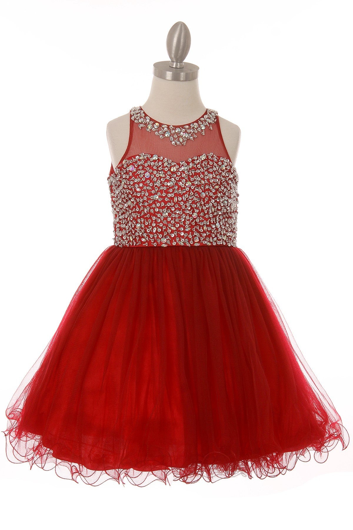 Party / Flower Girl Dress (8501)-Girls-Burgundy-4-Chacho's Kids