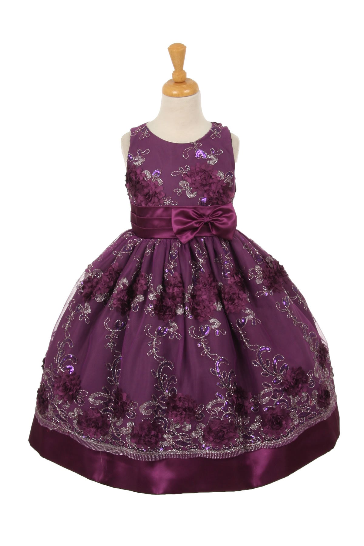 Party / Flower Girl Dress (SS3010D)-Girls-Purple-2-Chacho's Kids