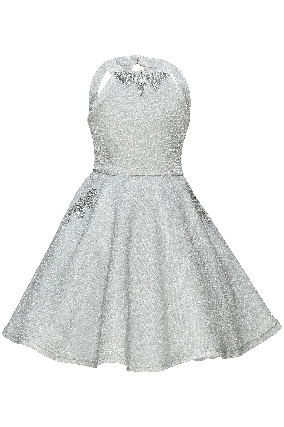 Party / Flower Girl Dress (5085)-Girls-Silver-2-Chacho's Kids