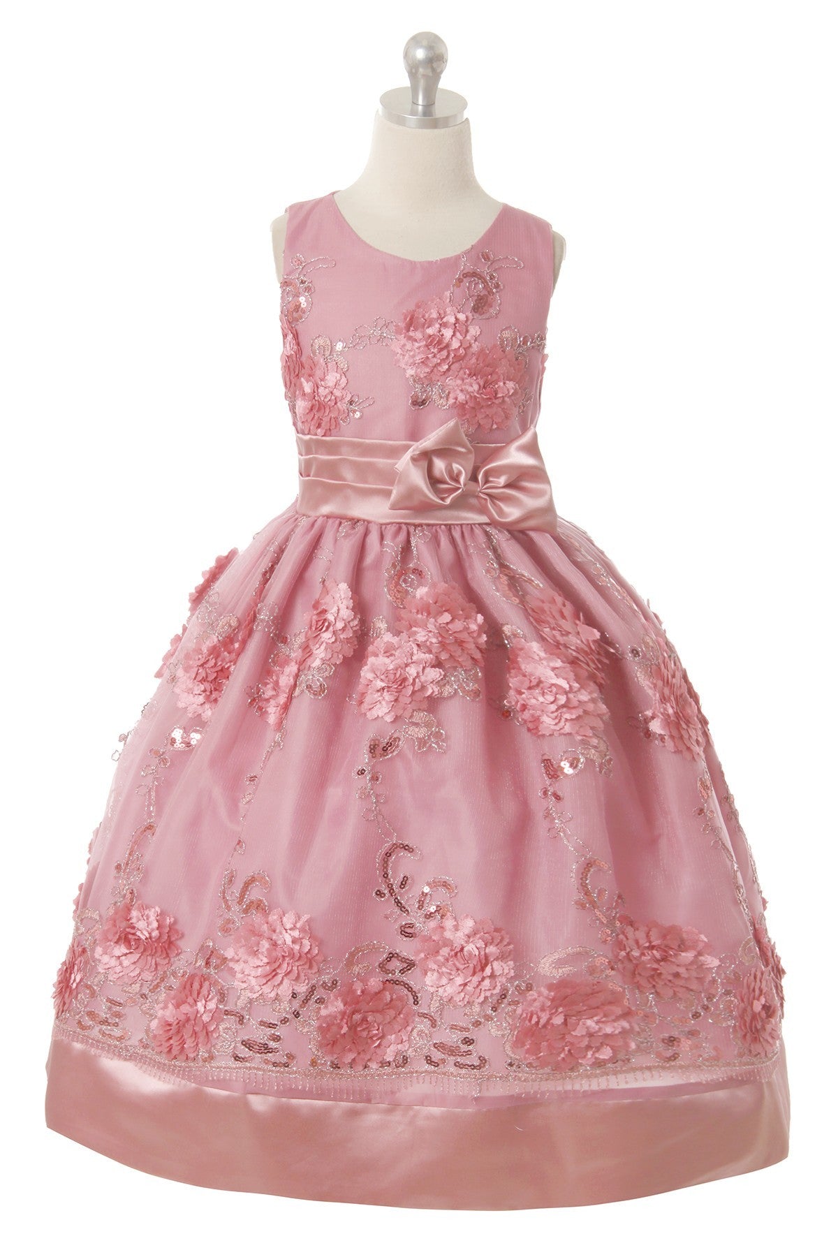 Party / Flower Girl Dress (SS3010D)-Girls-Pink-2-Chacho's Kids