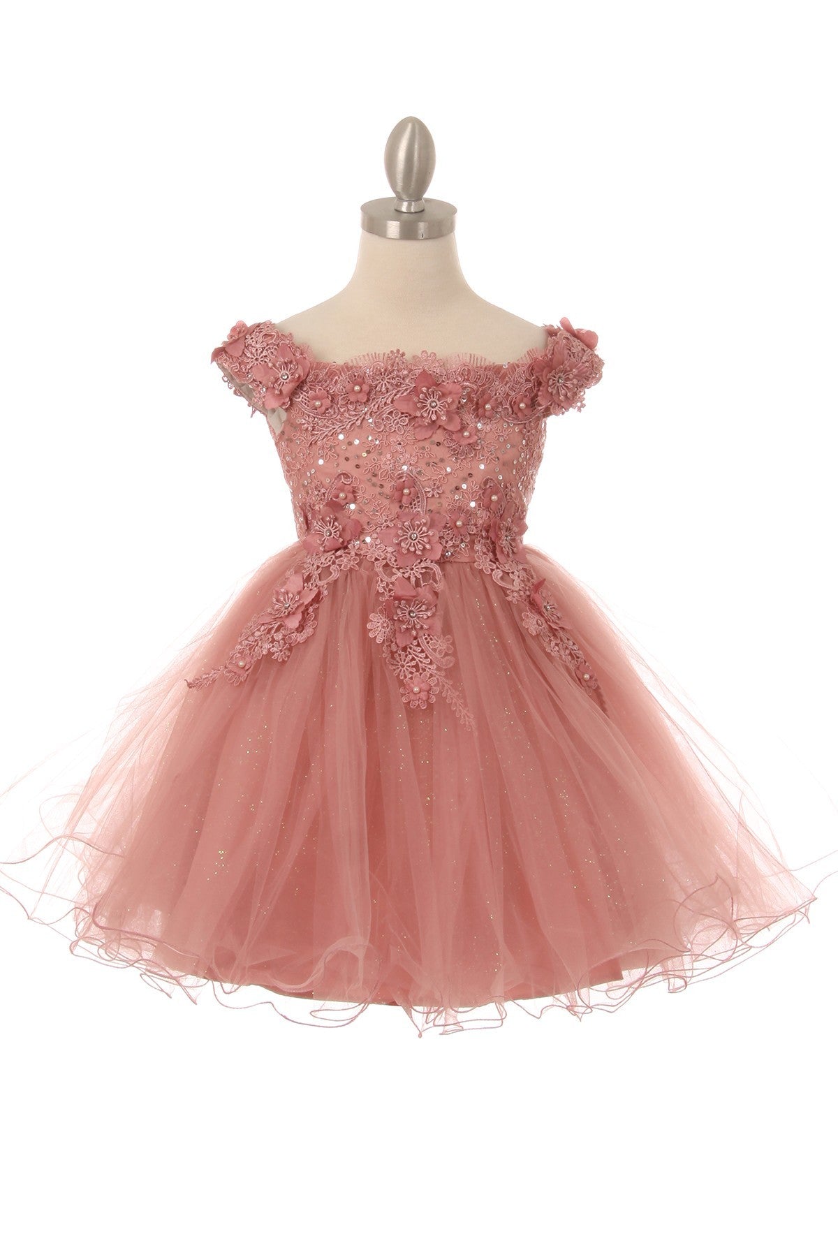 Party / Flower Girl Dress (9085)-Girls-Dusty Rose-2-Chacho's Kids