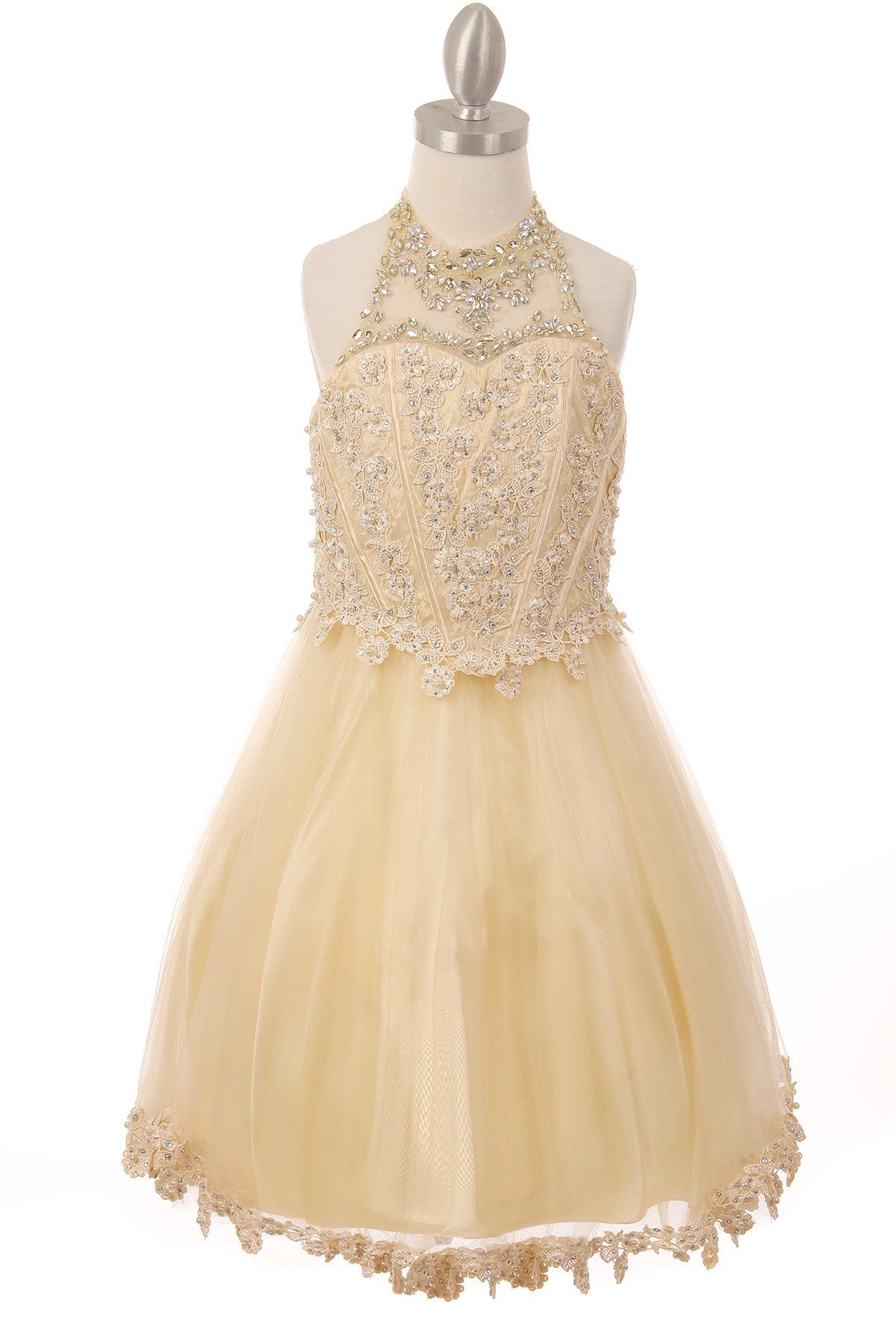 Party / Flower Girl Dress (8500)-Girls-Champagne-4-Chacho's Kids