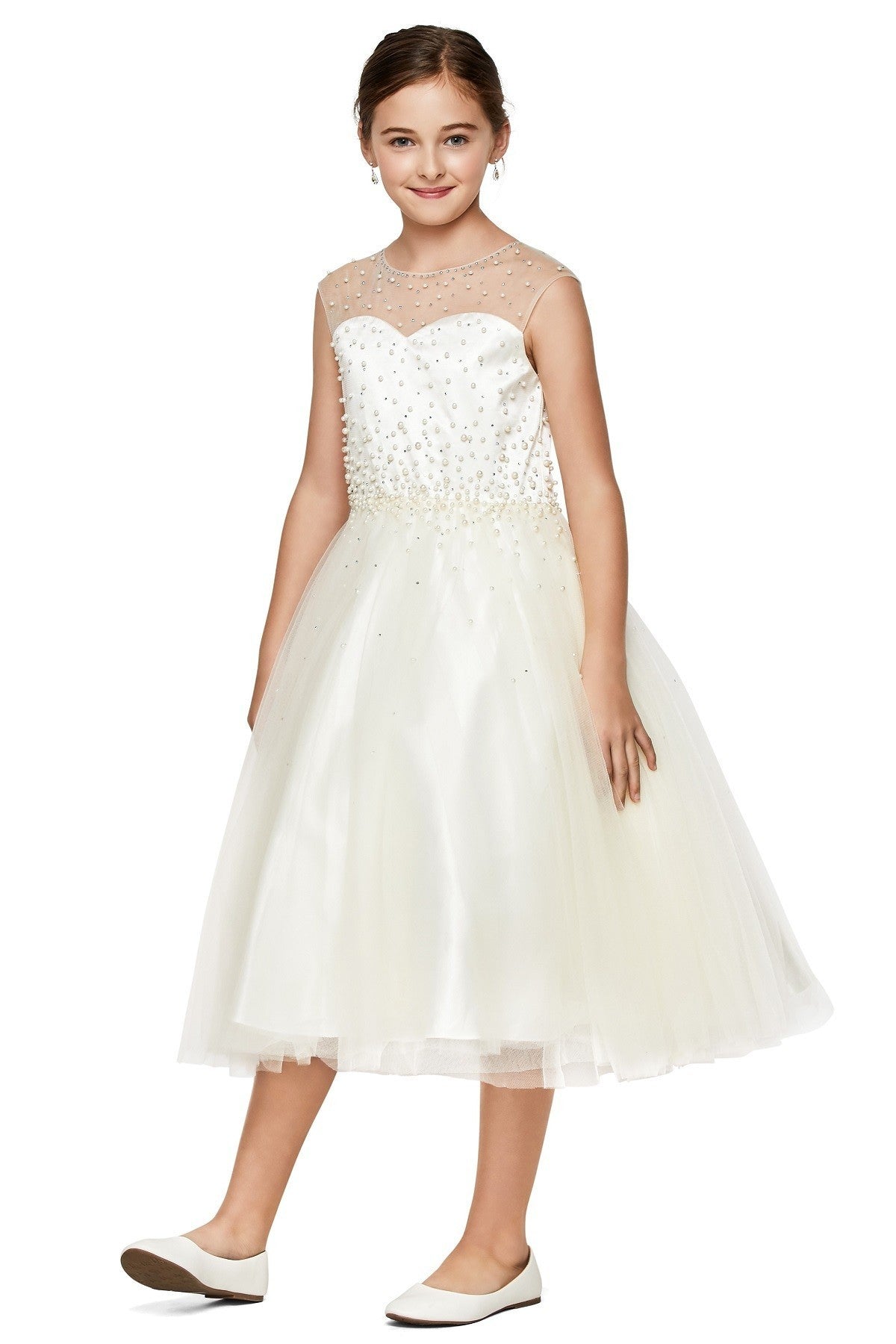 Party / Flower Girl Dress (5053)-Girls-Ivory-4-Chacho's Kids