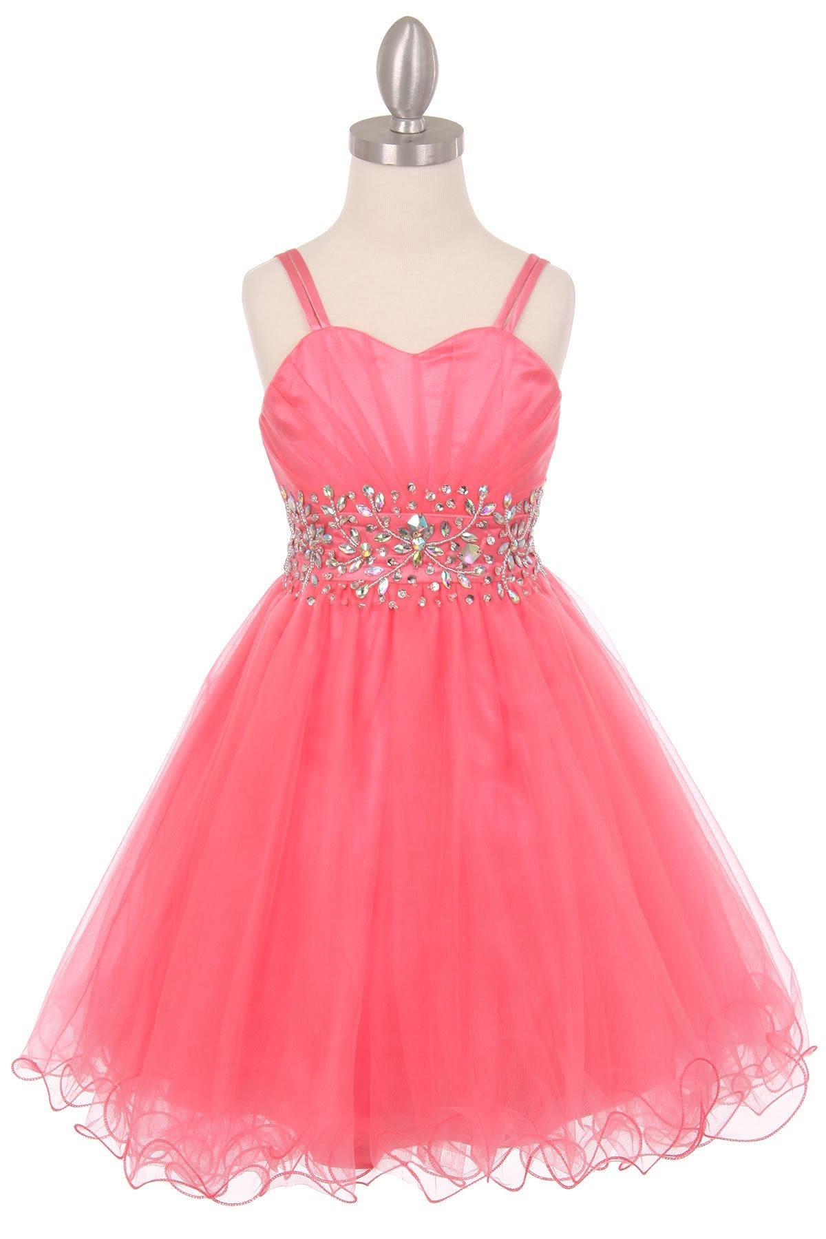 Party / Flower Girl Dress (65008)-Girls-Coral-4-Chacho's Kids