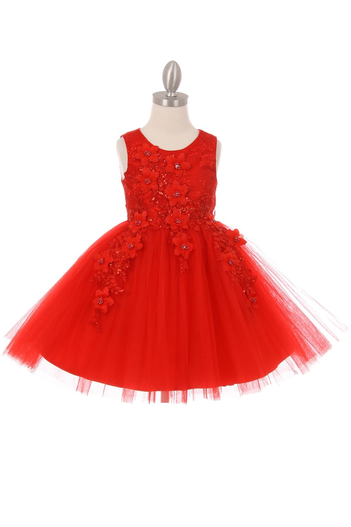 Party / Flower Girl Dress (9040)-Girls-Red-4-Chacho's Kids