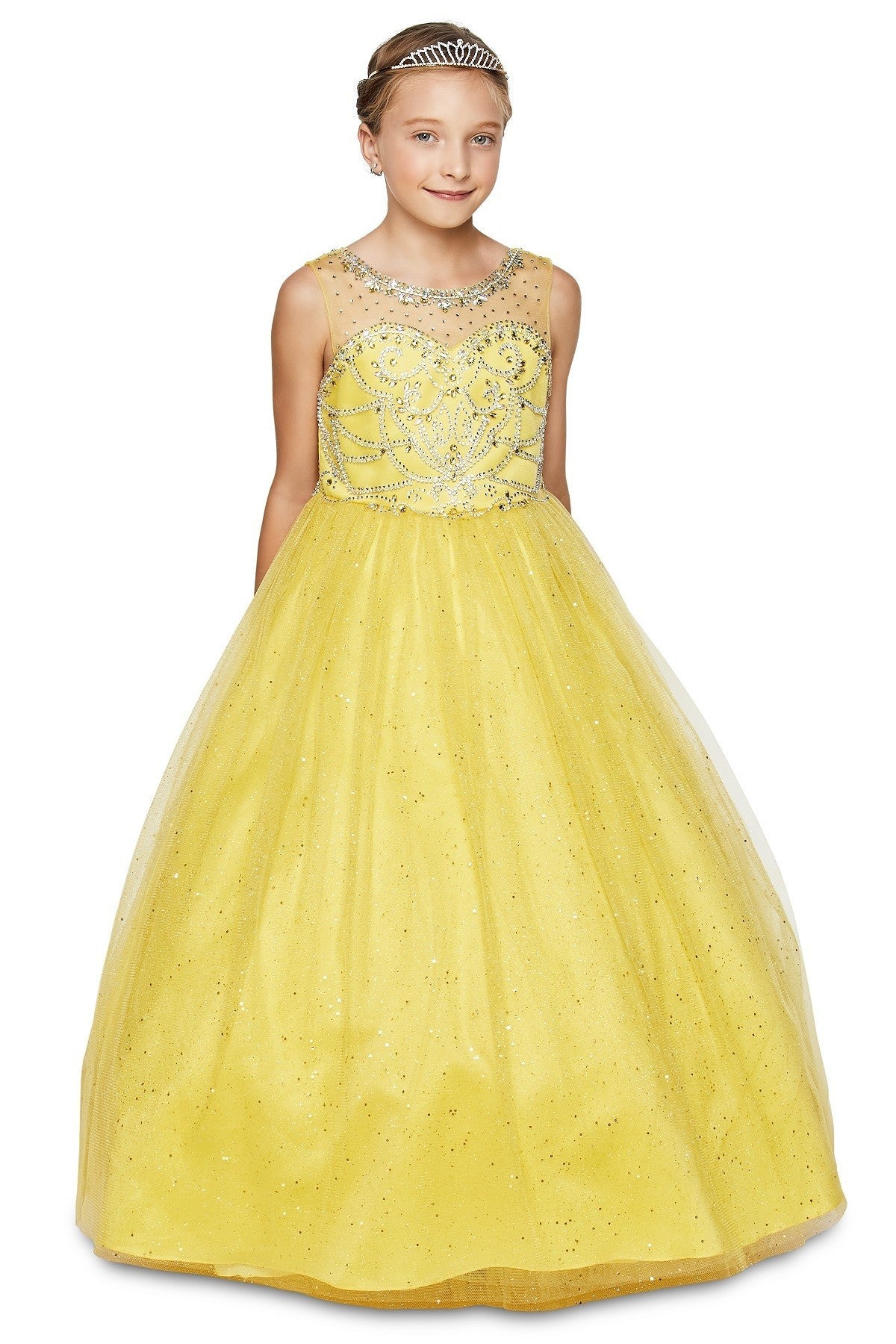 Ball Gown Dress (5042)-Girls-Yellow-2-Chacho's Kids