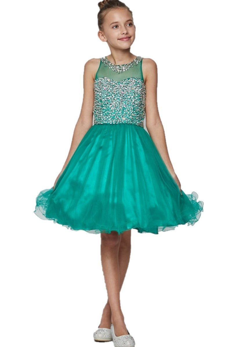 Party / Flower Girl Dress (8501)-Girls-Emerald Green-4-Chacho's Kids