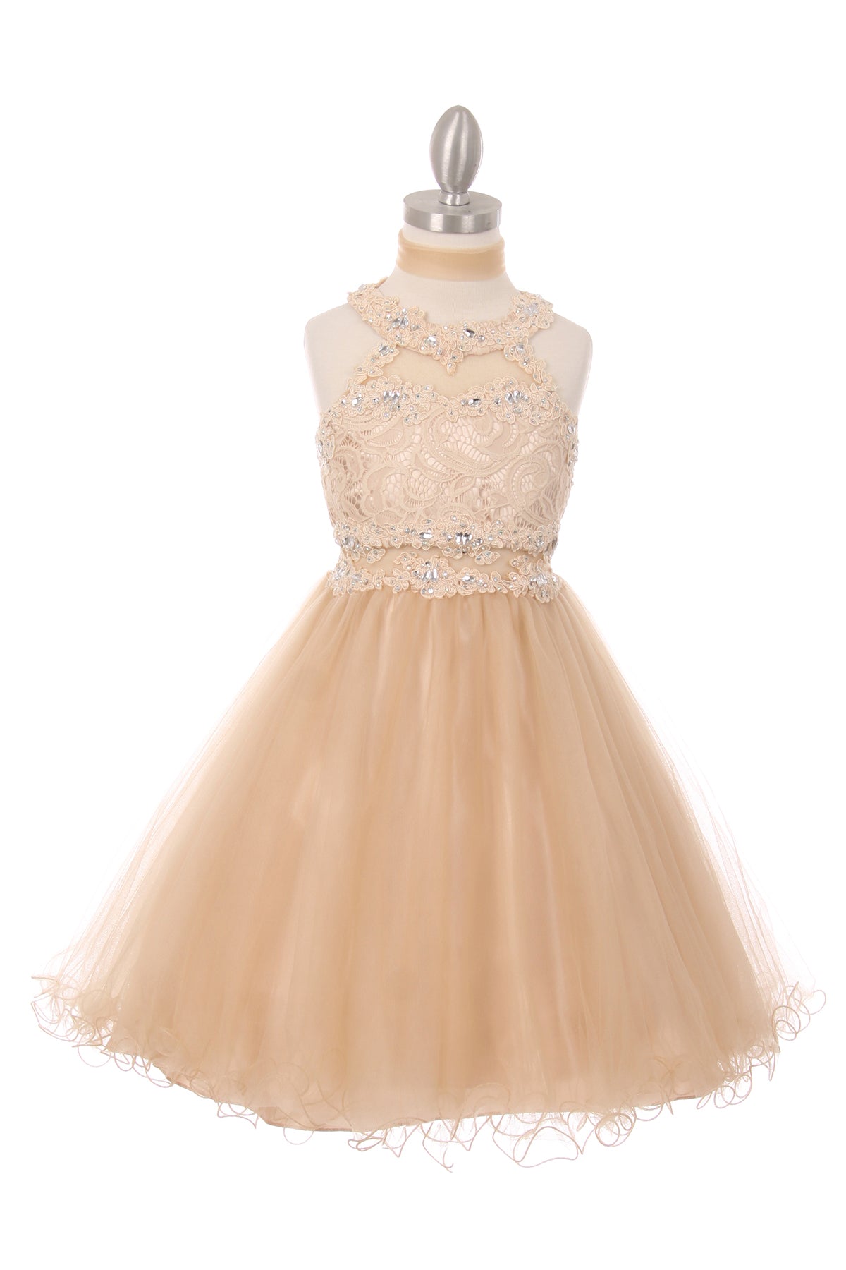 Party / Flower Girl Dress (5040)-Girls-Champagne-4-Chacho's Kids