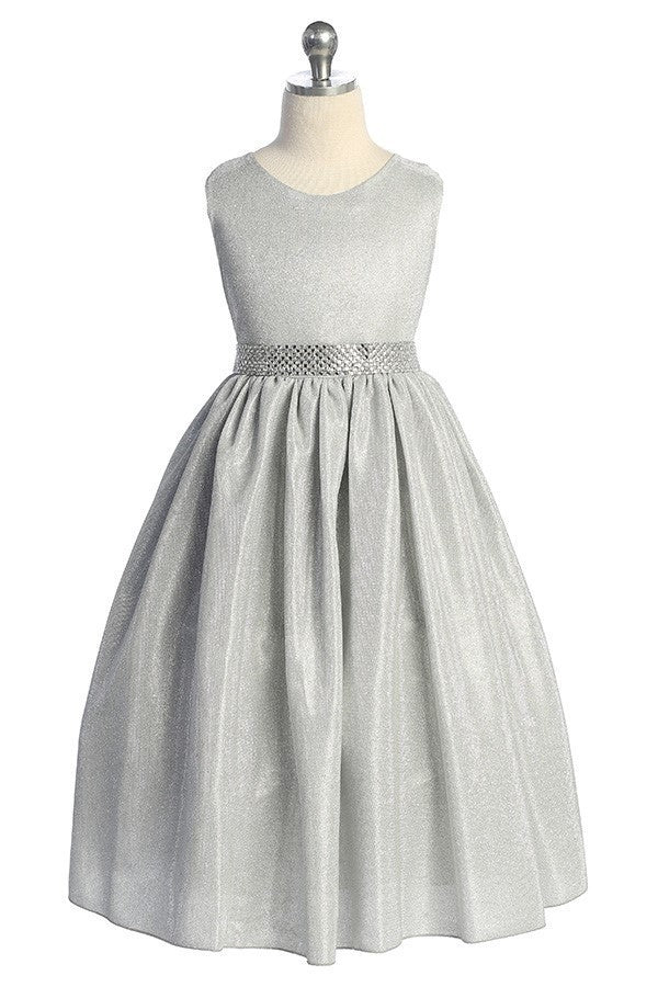 Party / Flower Girl Dress (SS1050)-Girls-White/Silver-2-Chacho's Kids