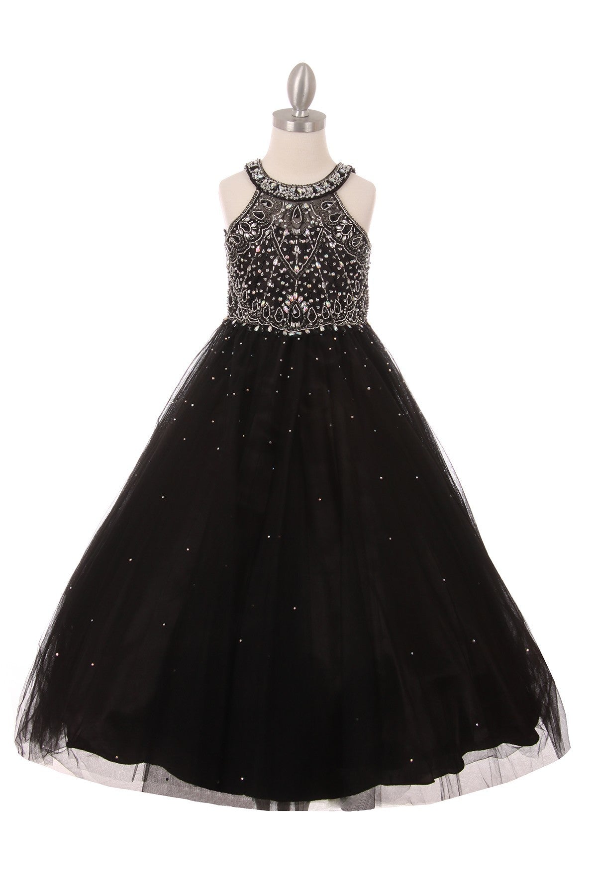 Ball Gown Dress (5027)-Girls-Black-4-Chacho's Kids
