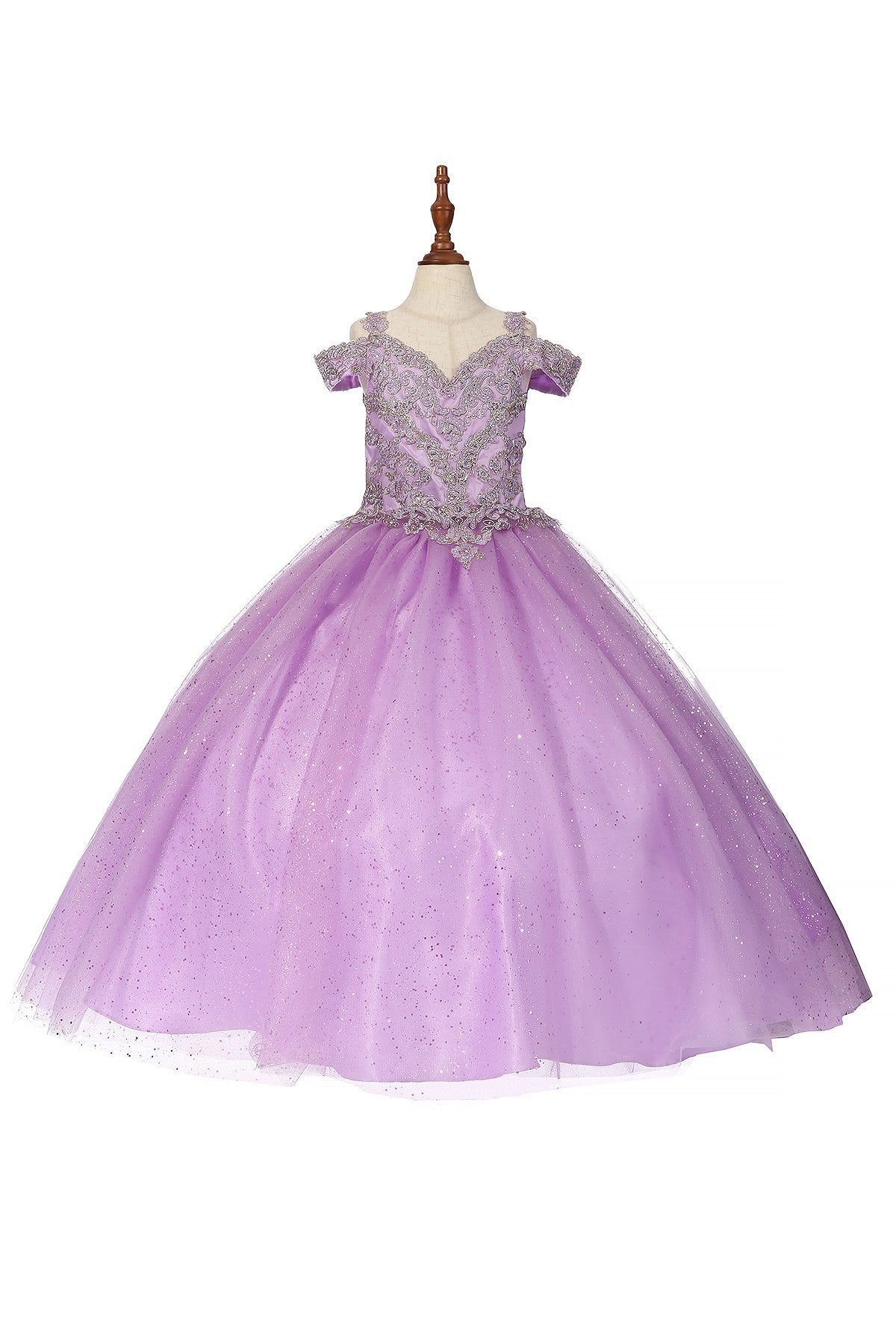 Ball Gown Dress (8028)-Girls-Lilac-2-Chacho's Kids