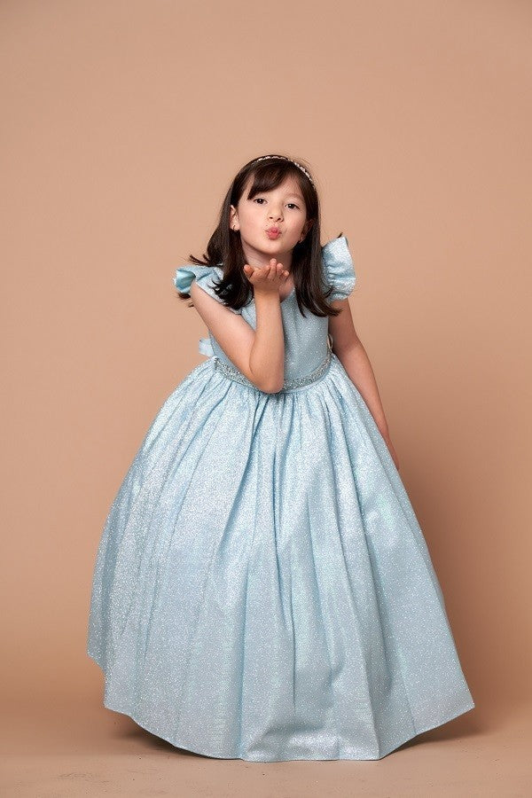 Ball Gown Dress (D-828)-Girls-Light Blue-2-Chacho's Kids