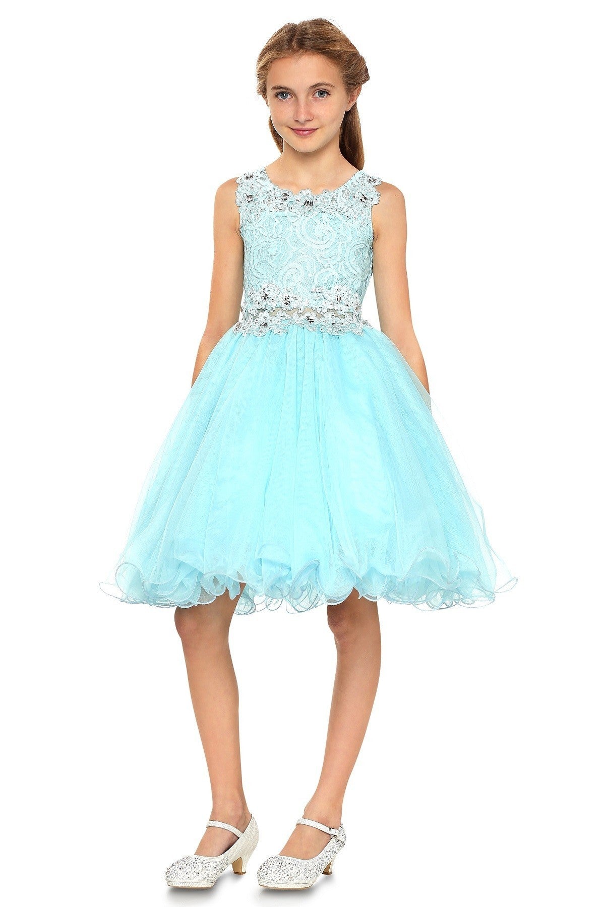Party / Flower Girl Dress (5010)-Girls-Aqua-4-Chacho's Kids