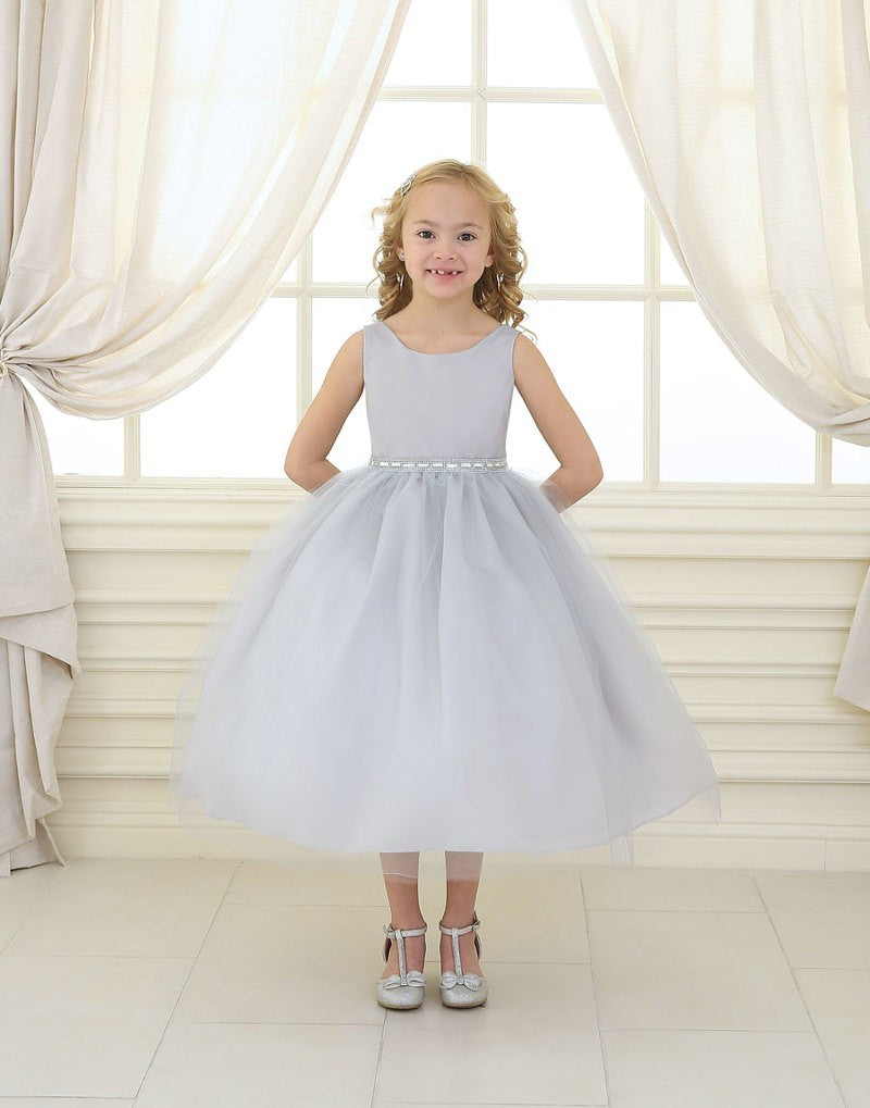 Party / Flower Girl Dress (D-754)-Girls-Silver-2-Chacho's Kids